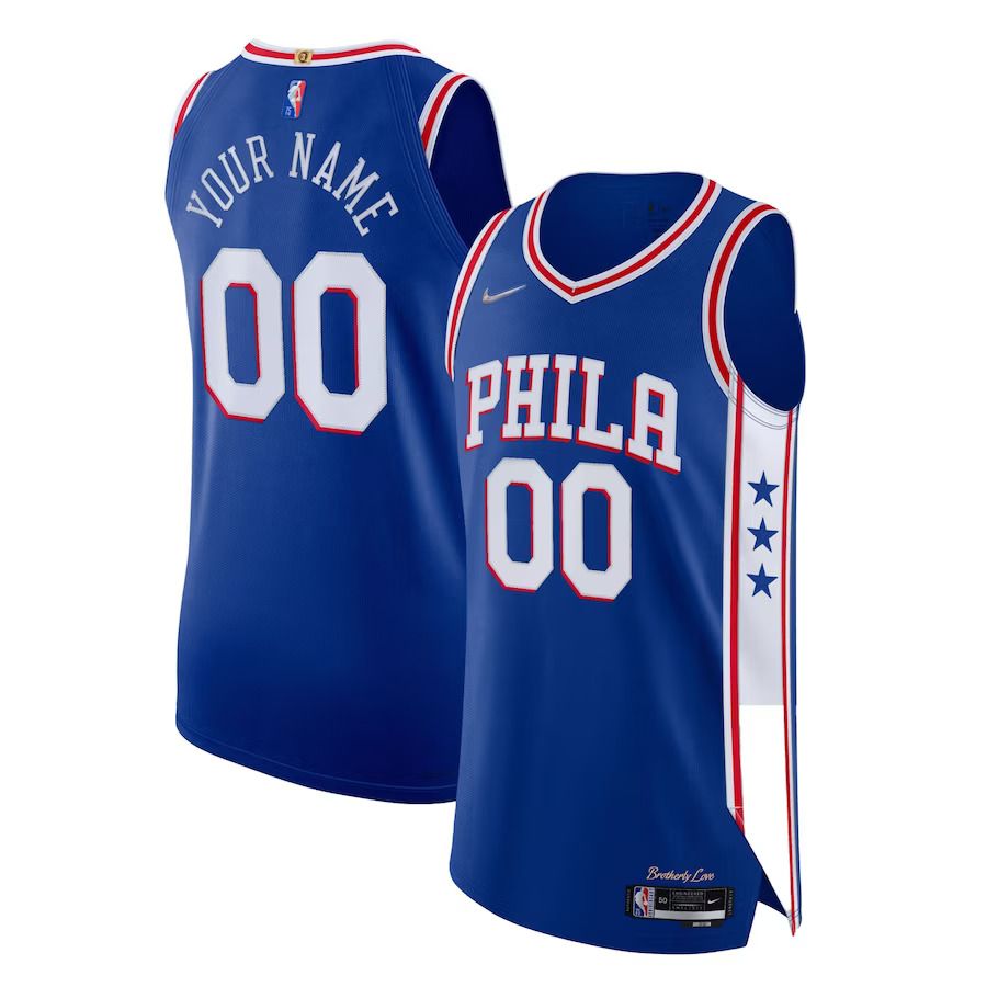 Men Philadelphia 76ers Nike Royal Diamond Swingman Authentic Custom NBA Jersey->customized nba jersey->Custom Jersey